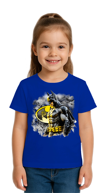 Unisex Batman baskılı Çocuk Tişört pamuklu penye kumaş