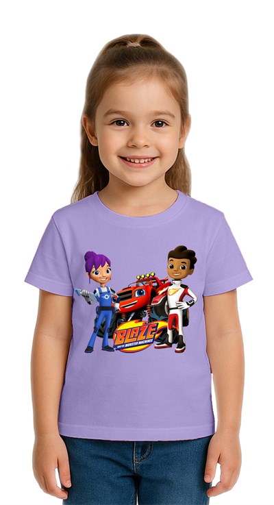 Unisex Blaze baskılı Çocuk Tişört pamuklu penye kumaş