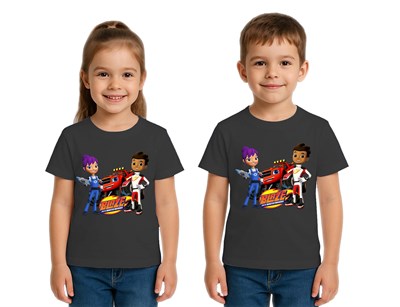 Unisex Blaze baskılı Çocuk Tişört pamuklu penye kumaş
