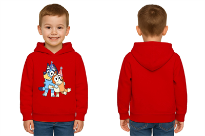 Unisex Bluey Baskılı Çocuk Swaetshirt Kapşonlu 3 İplik Şardonlu