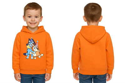 Unisex Bluey Baskılı Çocuk Swaetshirt Kapşonlu 3 İplik Şardonlu