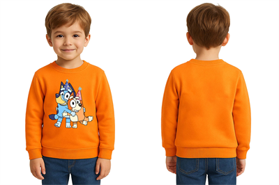 Unisex Bluey Baskılı Çocuk Swaetshirt 3 İplik Şardonlu