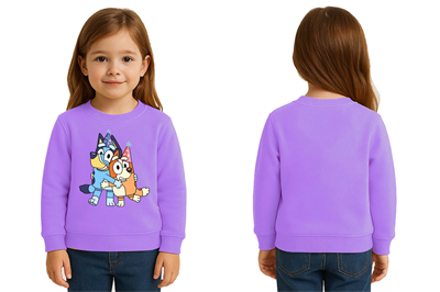 Unisex Bluey Baskılı Çocuk Swaetshirt 3 İplik Şardonlu