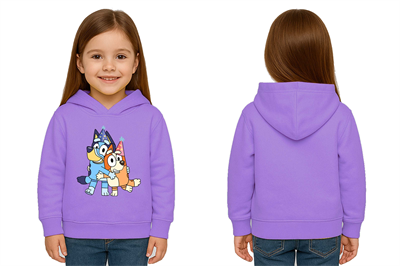 Unisex Bluey Baskılı Çocuk Swaetshirt Kapşonlu 3 İplik Şardonlu