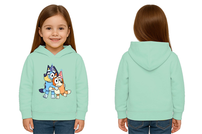 Unisex Bluey Baskılı Çocuk Swaetshirt Kapşonlu 3 İplik Şardonlu