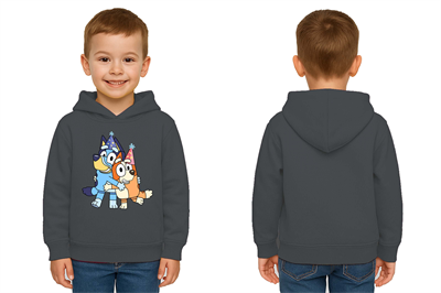Unisex Bluey Baskılı Çocuk Swaetshirt Kapşonlu 3 İplik Şardonlu