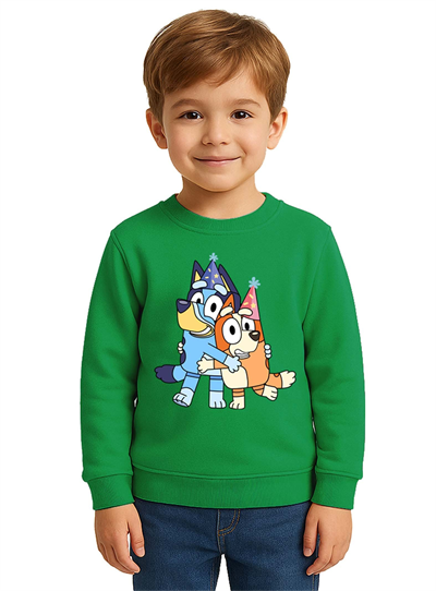 Unisex Bluey Baskılı Çocuk Swaetshirt 3 İplik Şardonlu
