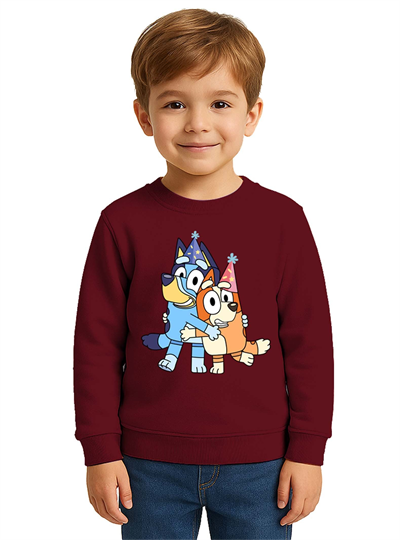 Unisex Bluey Baskılı Çocuk Swaetshirt 3 İplik Şardonlu