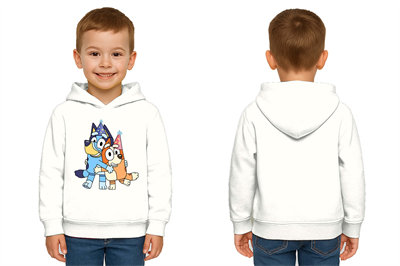 Unisex Bluey Baskılı Çocuk Swaetshirt Kapşonlu 3 İplik Şardonlu