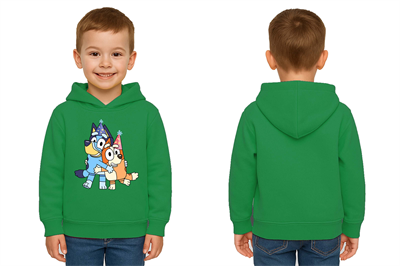 Unisex Bluey Baskılı Çocuk Swaetshirt Kapşonlu 3 İplik Şardonlu