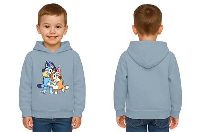 Unisex Bluey Baskılı Çocuk Swaetshirt Kapşonlu 3 İplik Şardonlu