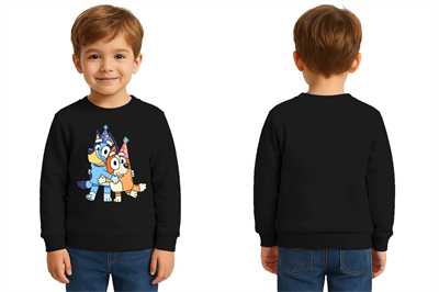 Unisex Bluey Baskılı Çocuk Swaetshirt 3 İplik Şardonlu