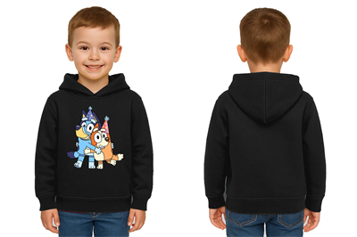 Unisex Bluey Baskılı Çocuk Swaetshirt Kapşonlu 3 İplik Şardonlu