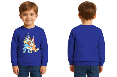 Unisex Bluey Baskılı Çocuk Swaetshirt 3 İplik Şardonlu