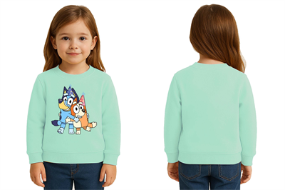 Unisex Bluey Baskılı Çocuk Swaetshirt 3 İplik Şardonlu