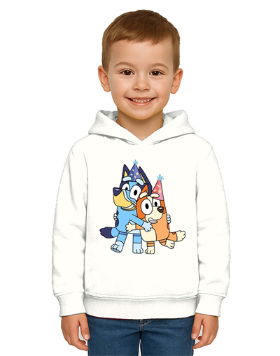 Unisex Bluey Baskılı Çocuk Swaetshirt Kapşonlu 3 İplik Şardonlu
