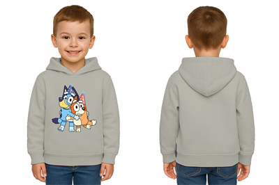 Unisex Bluey Baskılı Çocuk Swaetshirt Kapşonlu 3 İplik Şardonlu