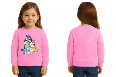 Unisex Bluey Baskılı Çocuk Swaetshirt 3 İplik Şardonlu