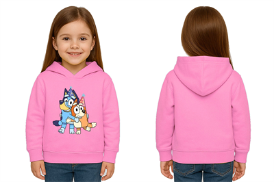 Unisex Bluey Baskılı Çocuk Swaetshirt Kapşonlu 3 İplik Şardonlu