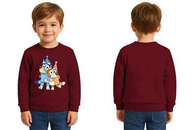 Unisex Bluey Baskılı Çocuk Swaetshirt 3 İplik Şardonlu