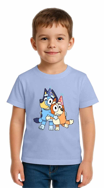 Unisex Bluey Baskılı Çocuk Tişört pamuklu penye kumaş