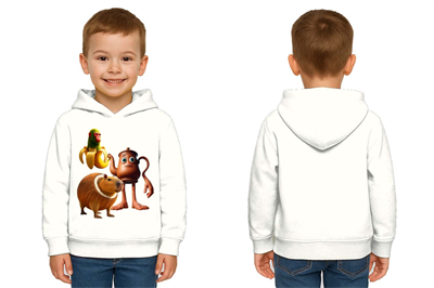 Unisex Brainrot Baskılı Çocuk Swaetshirt Kapüşonlu 3 İplik Şardonlu