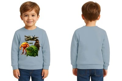 Unisex Braınrot Baskılı Çocuk Swaetshirt 3 İplik Şardonlu