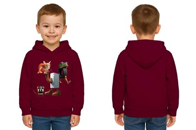Unisex Brainrot Baskılı Çocuk Swaetshirt Kapüşonlu 3 İplik Şardonlu