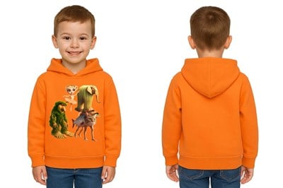 Unisex Brainrot Baskılı Çocuk Swaetshirt Kapüşonlu 3 İplik Şardonlu