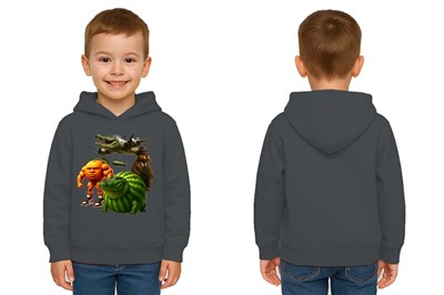 Unisex Brainrot Baskılı Çocuk Swaetshirt Kapüşonlu 3 İplik Şardonlu