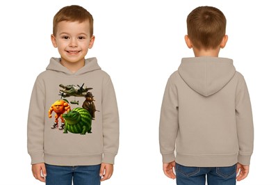 Unisex Brainrot Baskılı Çocuk Swaetshirt Kapüşonlu 3 İplik Şardonlu