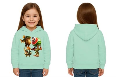 Unisex Brainrot Baskılı Çocuk Swaetshirt Kapüşonlu 3 İplik Şardonlu