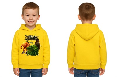 Unisex Brainrot Baskılı Çocuk Swaetshirt Kapüşonlu 3 İplik Şardonlu