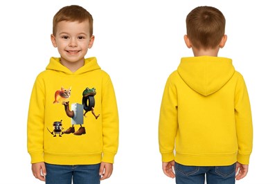Unisex Brainrot Baskılı Çocuk Swaetshirt Kapüşonlu 3 İplik Şardonlu
