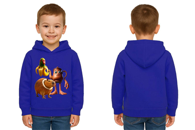 Unisex Brainrot Baskılı Çocuk Swaetshirt Kapüşonlu 3 İplik Şardonlu