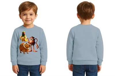 Unisex Braınrot Baskılı Çocuk Swaetshirt 3 İplik Şardonlu