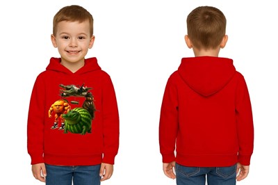 Unisex Brainrot Baskılı Çocuk Swaetshirt Kapüşonlu 3 İplik Şardonlu