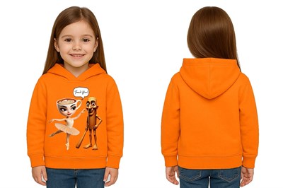 Unisex Brainrot Baskılı Çocuk Swaetshirt Kapüşonlu 3 İplik Şardonlu