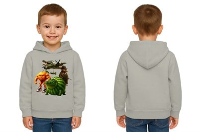 Unisex Brainrot Baskılı Çocuk Swaetshirt Kapüşonlu 3 İplik Şardonlu
