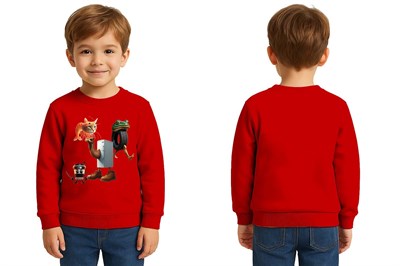 Unisex Braınrot Baskılı Çocuk Swaetshirt 3 İplik Şardonlu