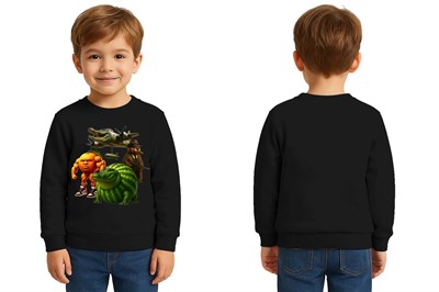 Unisex Braınrot Baskılı Çocuk Swaetshirt 3 İplik Şardonlu