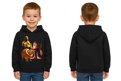 Unisex Brainrot Baskılı Çocuk Swaetshirt Kapüşonlu 3 İplik Şardonlu