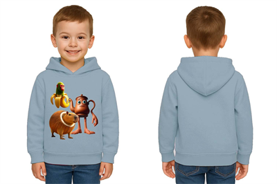 Unisex Brainrot Baskılı Çocuk Swaetshirt Kapüşonlu 3 İplik Şardonlu