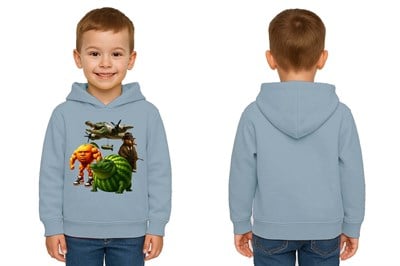 Unisex Brainrot Baskılı Çocuk Swaetshirt Kapüşonlu 3 İplik Şardonlu