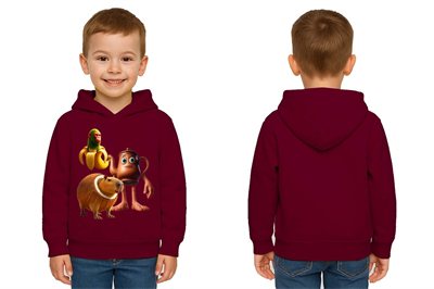 Unisex Brainrot Baskılı Çocuk Swaetshirt Kapüşonlu 3 İplik Şardonlu