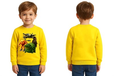 Unisex Braınrot Baskılı Çocuk Swaetshirt 3 İplik Şardonlu