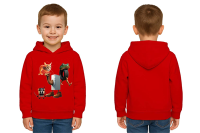 Unisex Brainrot Baskılı Çocuk Swaetshirt Kapüşonlu 3 İplik Şardonlu