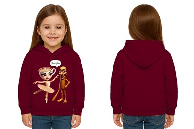 Unisex Brainrot Baskılı Çocuk Swaetshirt Kapüşonlu 3 İplik Şardonlu