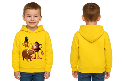 Unisex Brainrot Baskılı Çocuk Swaetshirt Kapüşonlu 3 İplik Şardonlu