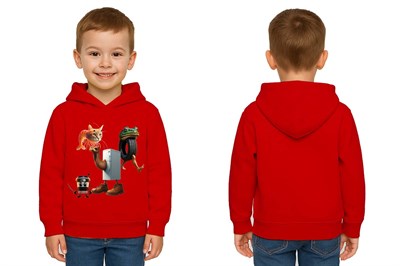 Unisex Brainrot Baskılı Çocuk Swaetshirt Kapüşonlu 3 İplik Şardonlu